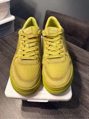 Armani Exchange Men’s Neon Lime Low-Top Sneakers
